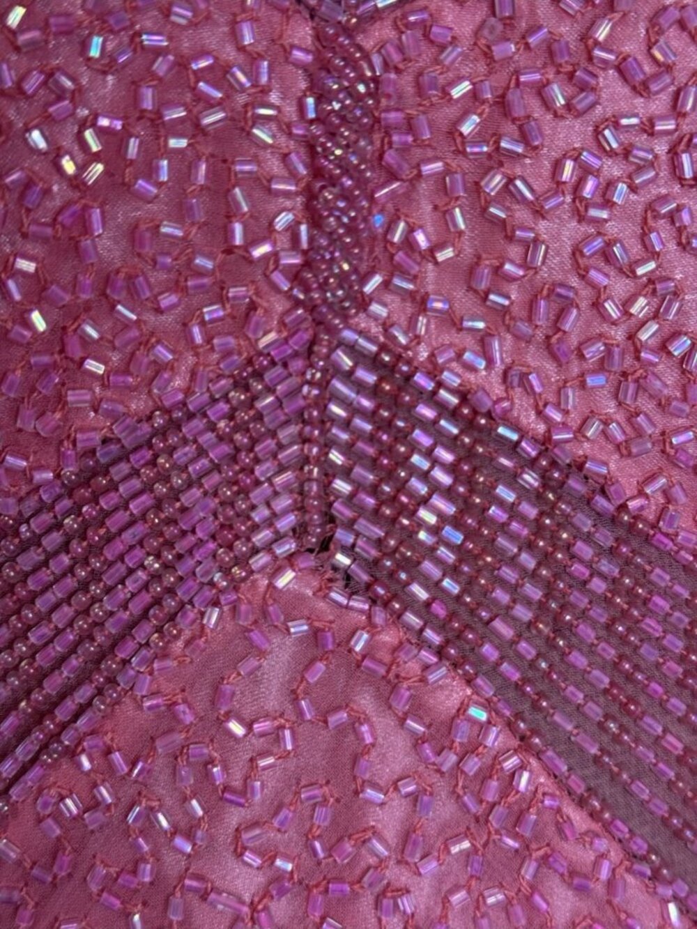 Vtg Y2K SCALA Pink Silk Beaded Sequin Dress HOCO Prom Formal Party Holiday M - Picture 6 of 11